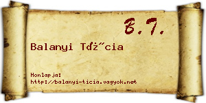Balanyi Tícia névjegykártya
